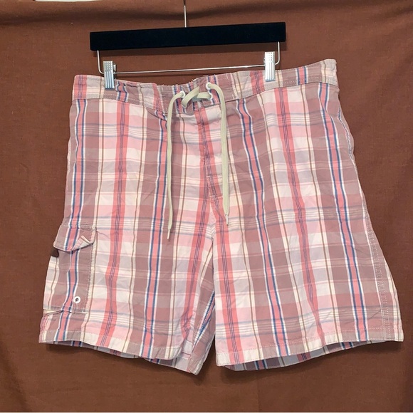 Men's Multicolor Plaid Swim Trunks size Large - Picture 1 of 9